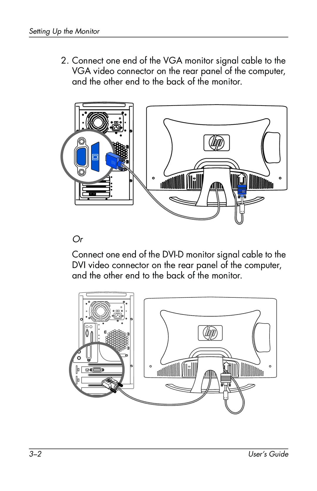 HP f2304 manual Setting Up the Monitor 