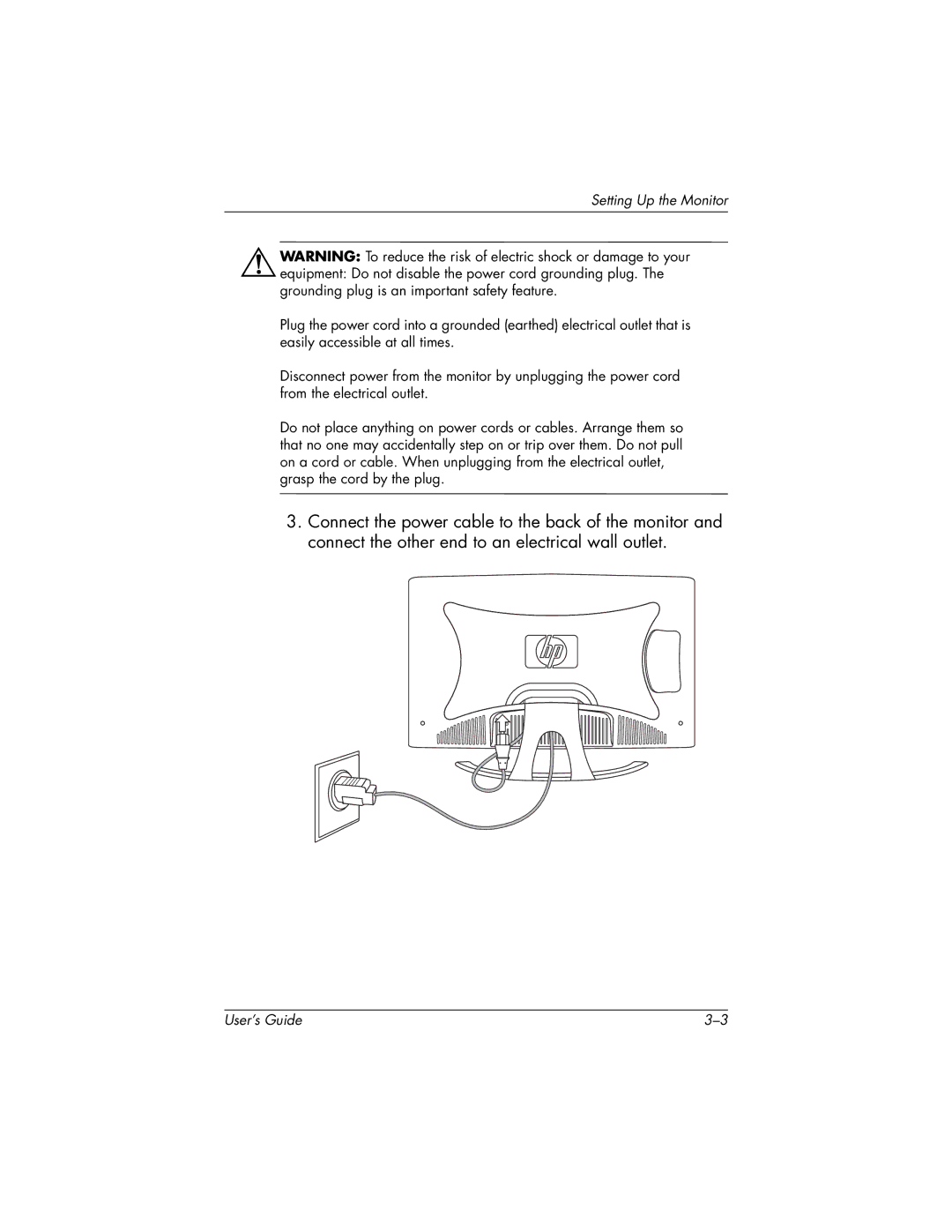 HP f2304 manual Setting Up the Monitor 