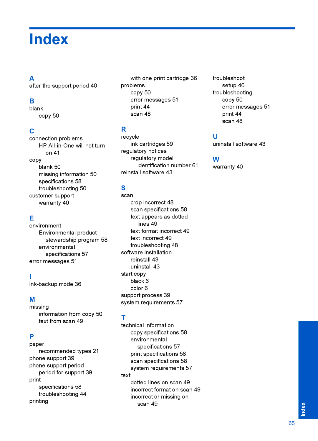 HP F2400 manual Index 