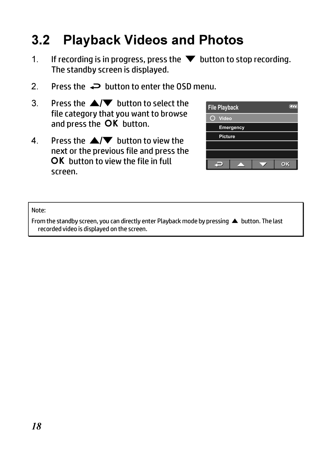 HP f300 Car manual Playback Videos and Photos 