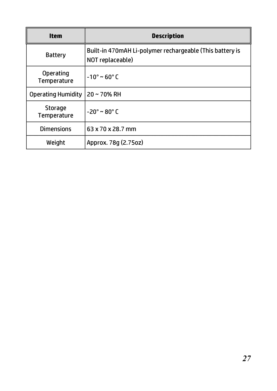 HP f300 Car manual Battery 