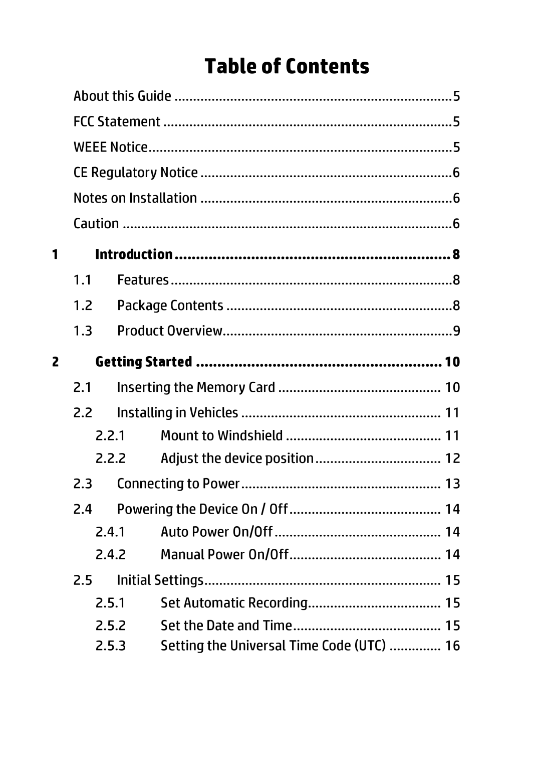 HP f310 Car manual Table of Contents 