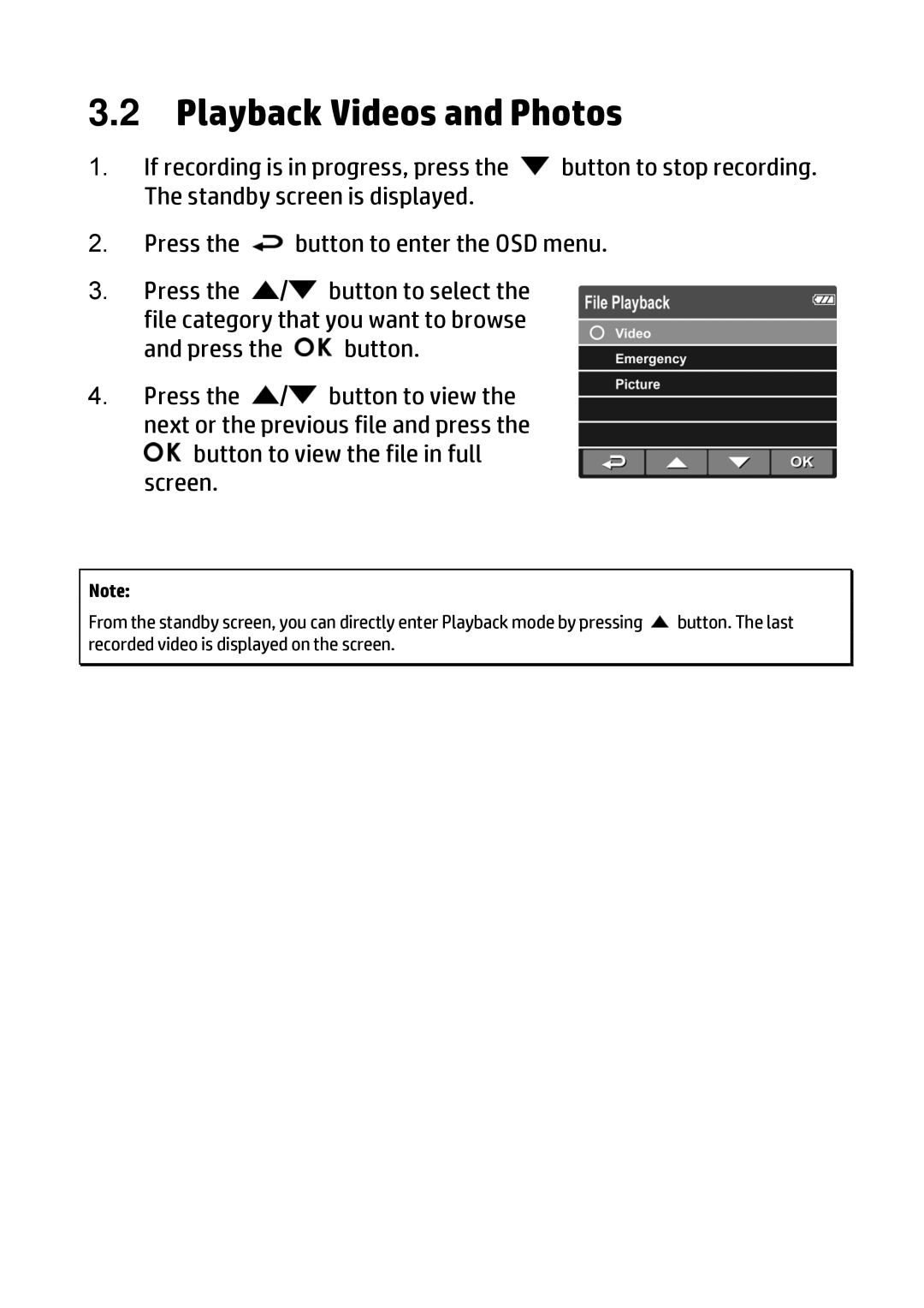 HP f310 Car manual Playback Videos and Photos 