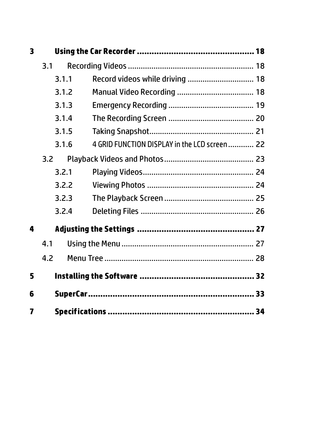 HP f310 Car manual Installing the Software SuperCar Specifications 