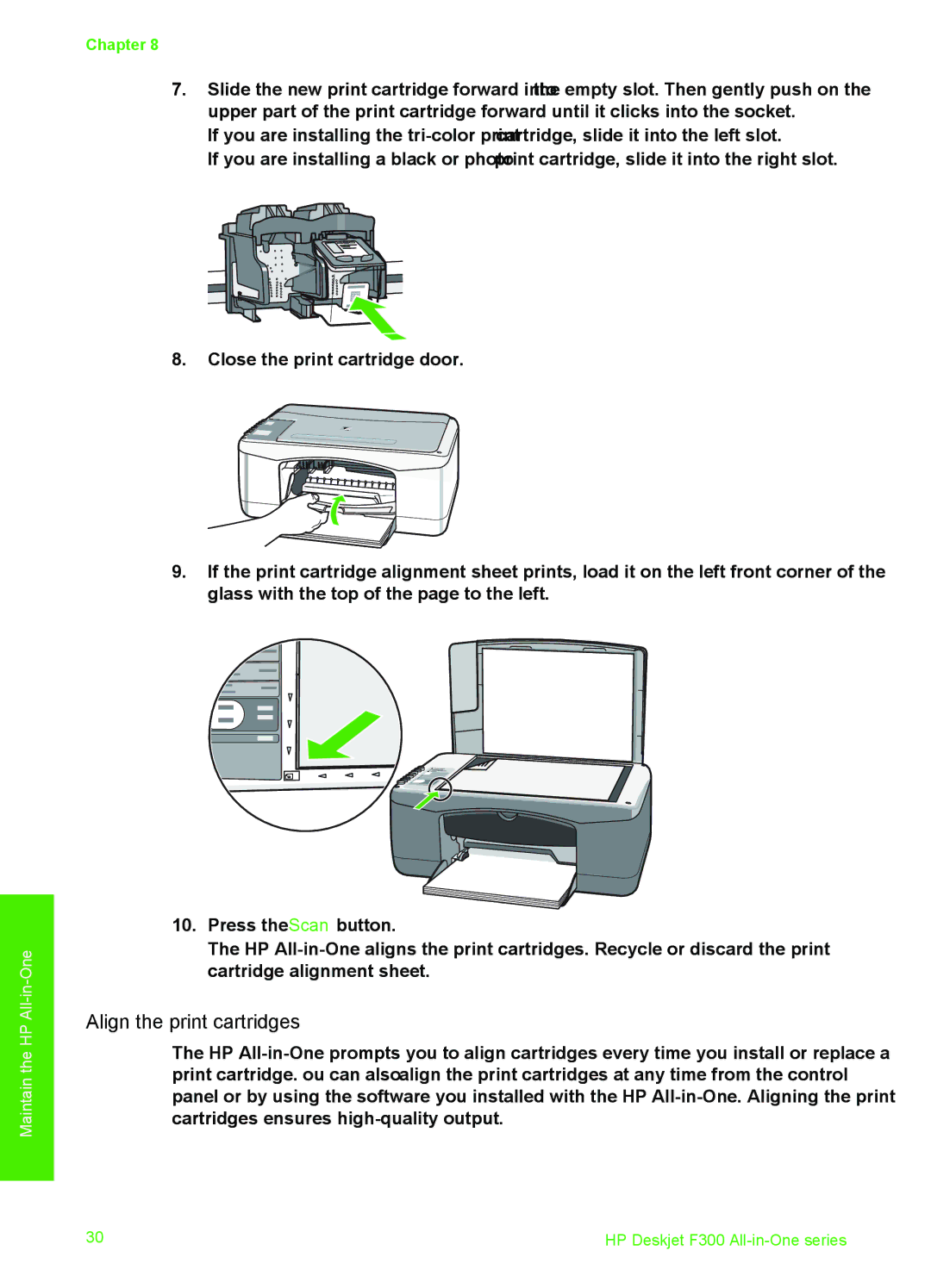 HP F325, F375, F370, F335, F340, F380 manual Align the print cartridges 