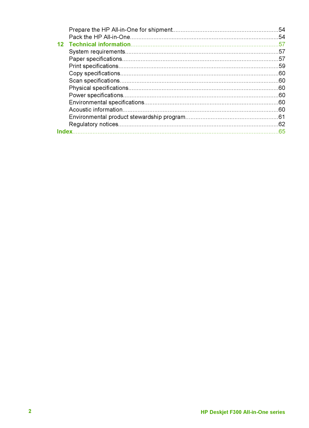 HP F380, F375, F370, F335, F325, F340 manual Index 