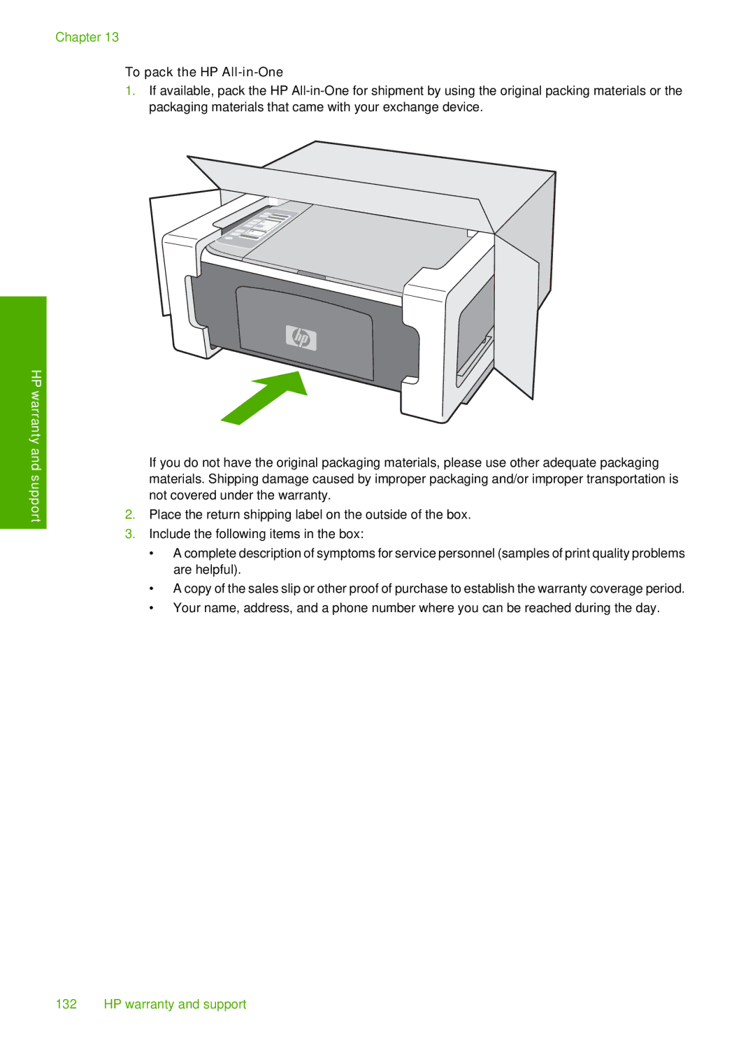 HP F4180, F4140, F4185, F4172, F4190 manual To pack the HP All-in-One 