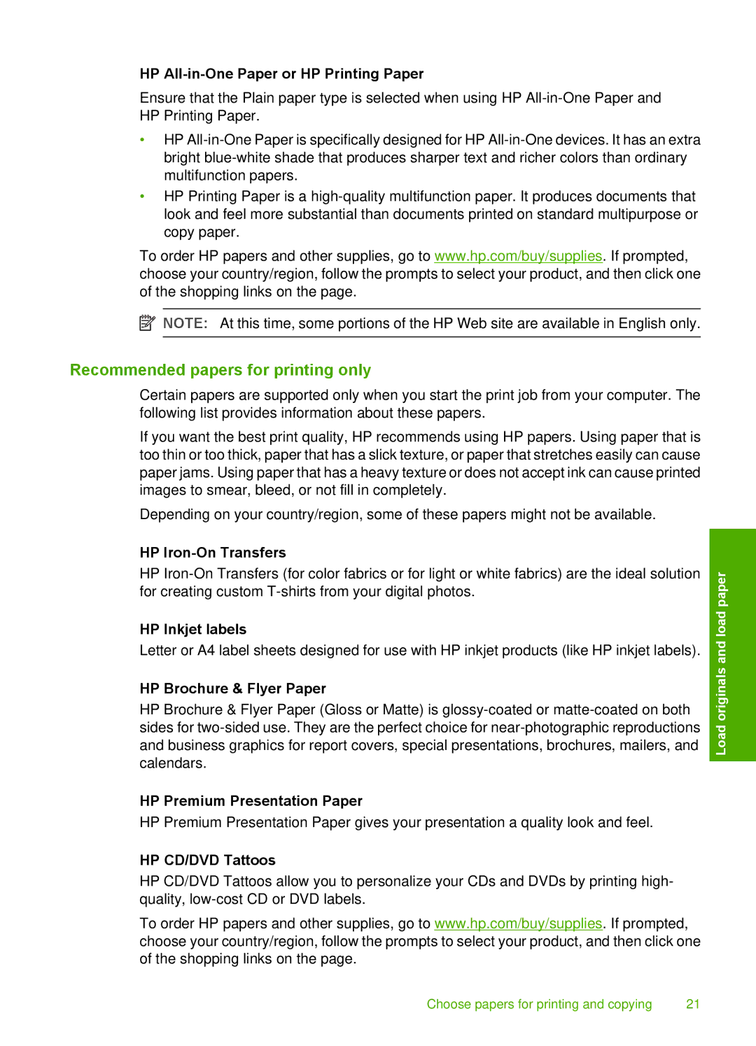 HP F4190, F4140, F4185, F4172, F4180 manual Recommended papers for printing only 