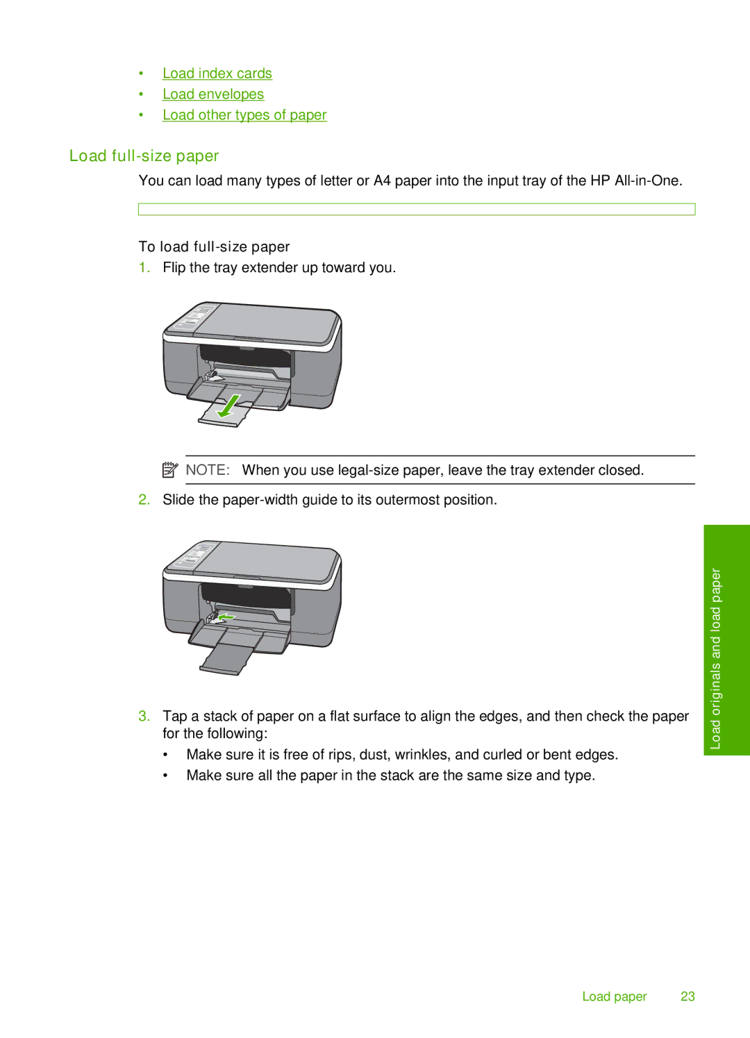 HP F4140, F4185, F4172, F4190, F4180 manual Load full-size paper, To load full-size paper 