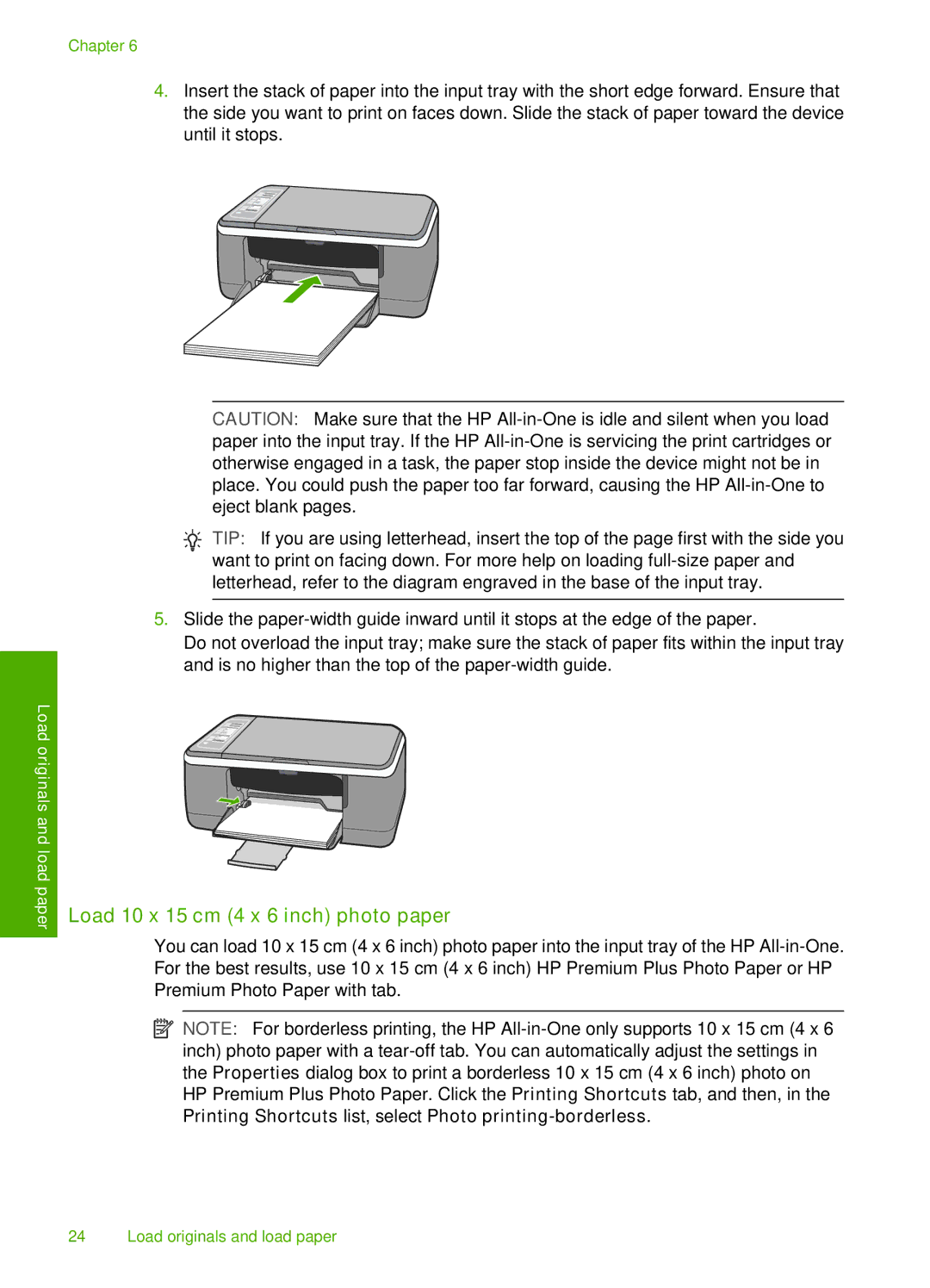 HP F4185, F4140, F4172, F4190, F4180 manual Load 10 x 15 cm 4 x 6 inch photo paper 