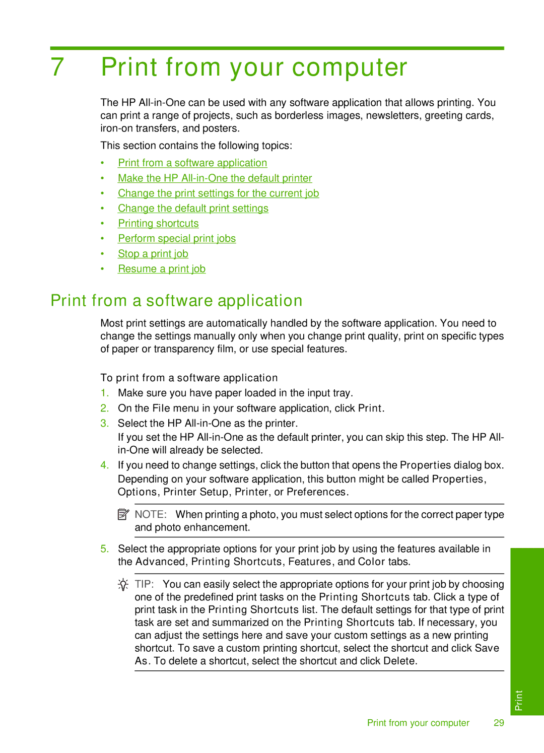 HP F4185, F4140, F4172 Print from your computer, Print from a software application, To print from a software application 