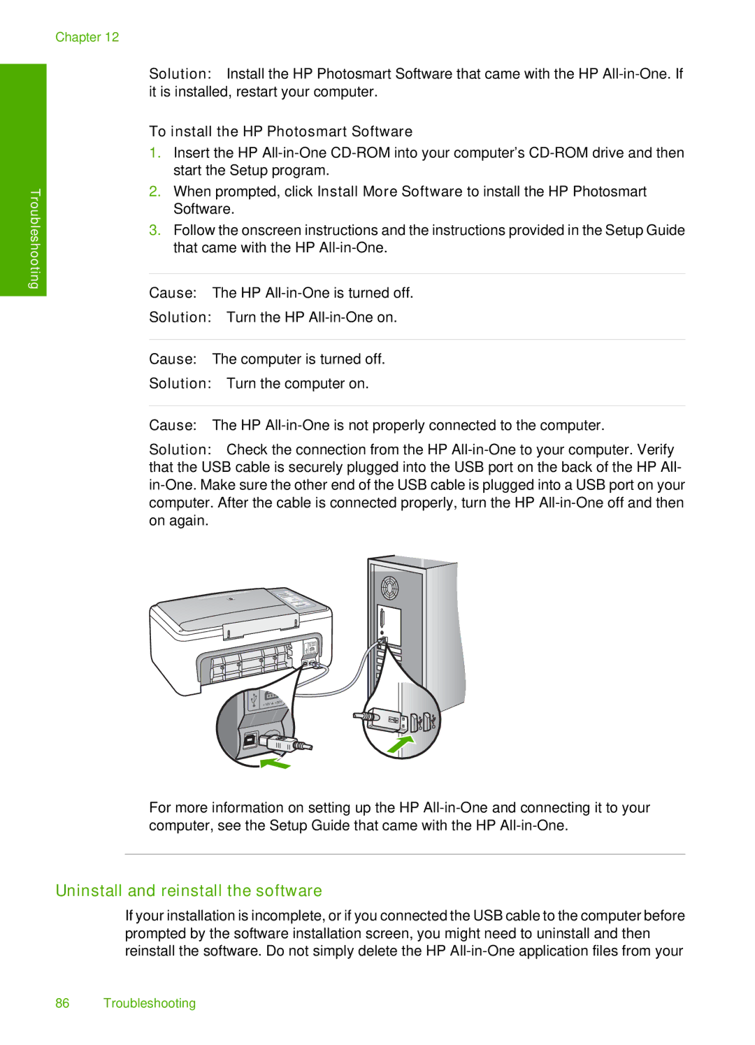 HP F4190, F4140, F4185, F4172, F4180 manual Uninstall and reinstall the software, To install the HP Photosmart Software 