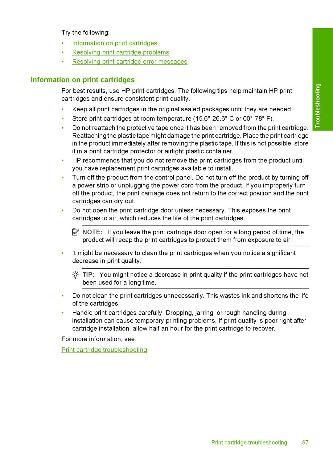 HP F4280, F4240, F4235 manual Information on print cartridges 