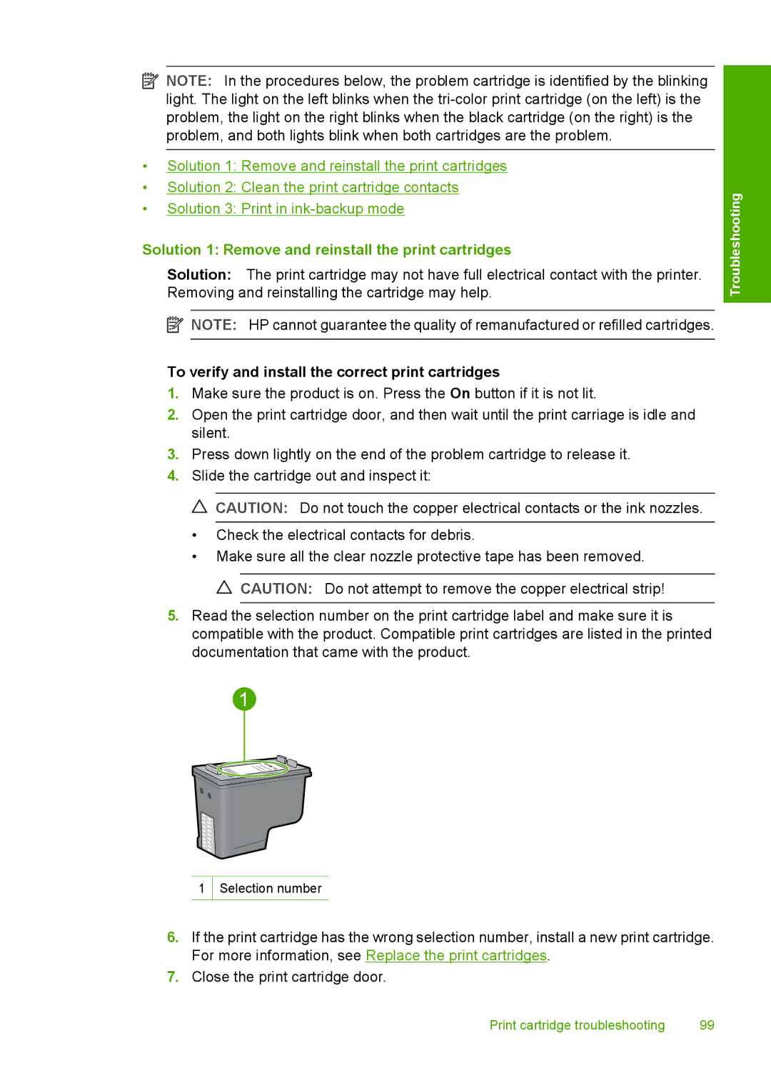 HP F4240, F4280 Solution 1 Remove and reinstall the print cartridges, To verify and install the correct print cartridges 