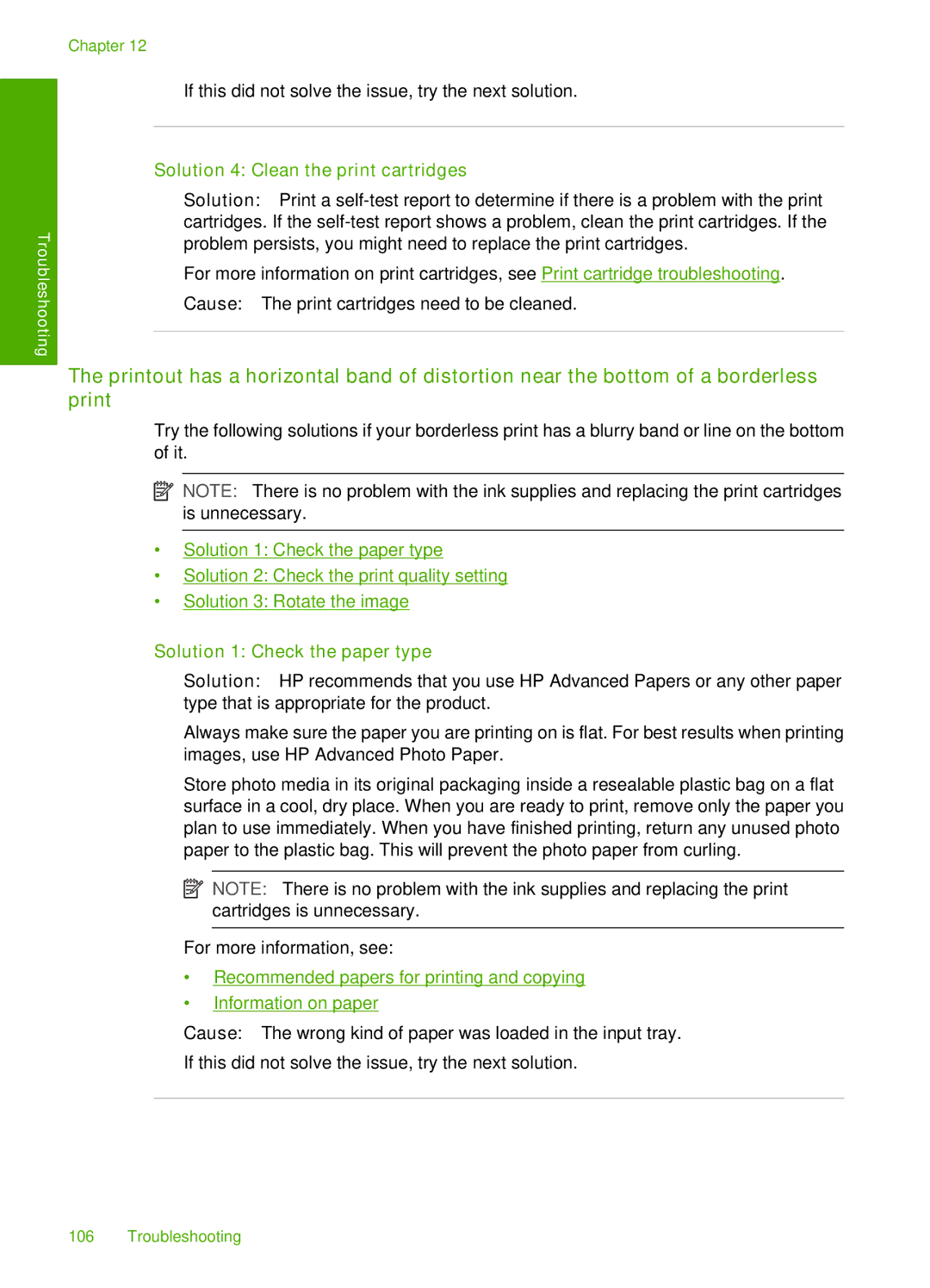 HP F4280, F4240, F4235 manual Solution 4 Clean the print cartridges, Solution 1 Check the paper type 