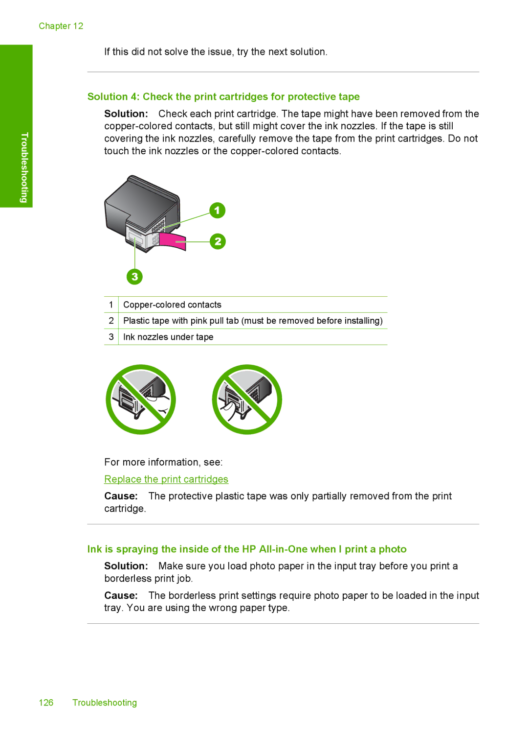 HP F4240, F4280, F4235 manual Solution 4 Check the print cartridges for protective tape 