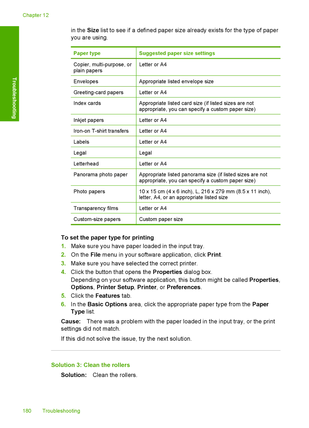 HP F4240, F4280, F4235 manual Solution 3 Clean the rollers, Letter or A4 Appropriate listed envelope size 