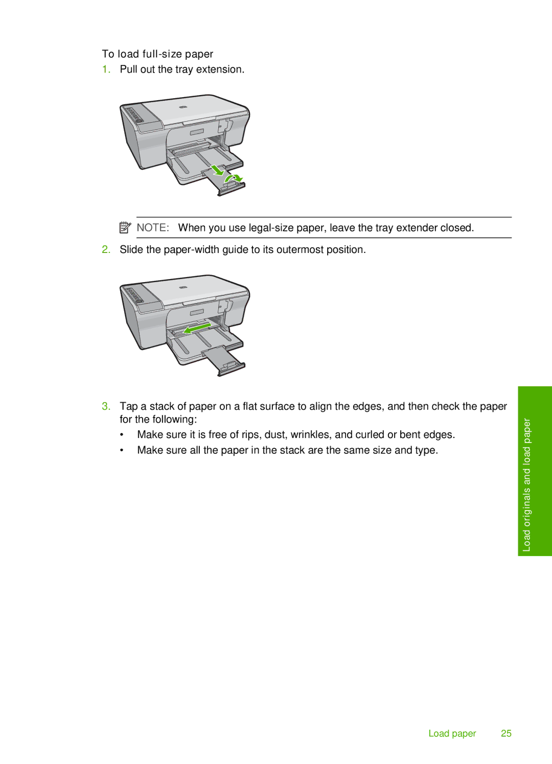 HP F4280, F4240, F4235 manual To load full-size paper 