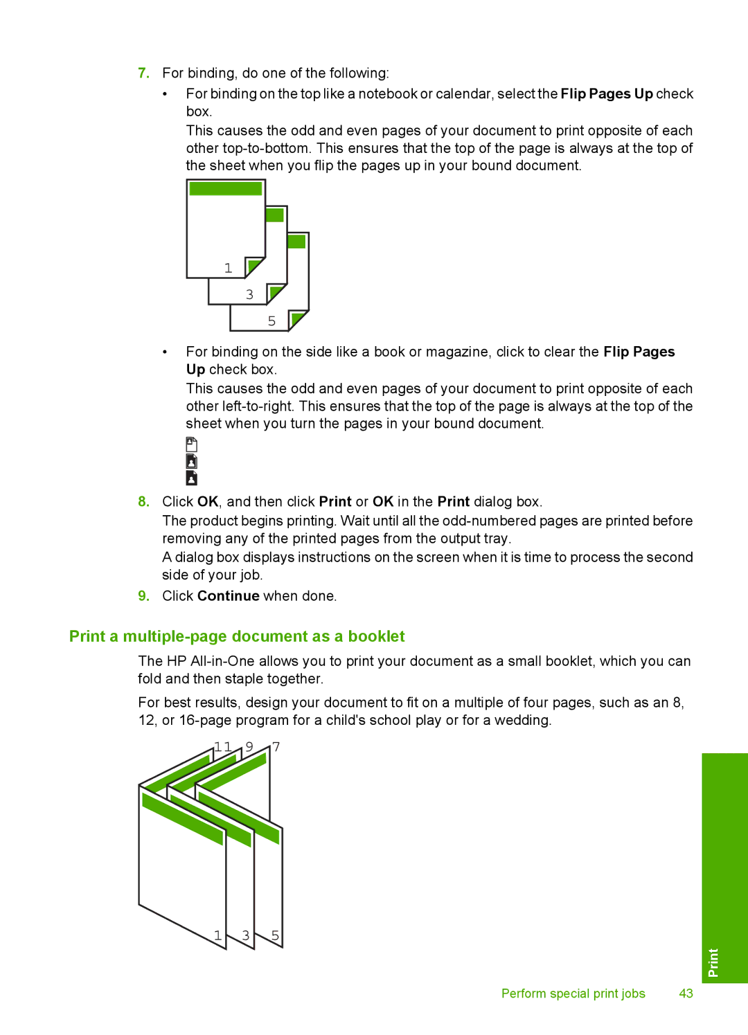 HP F4280, F4240, F4235 manual 11 9, Print a multiple-page document as a booklet 