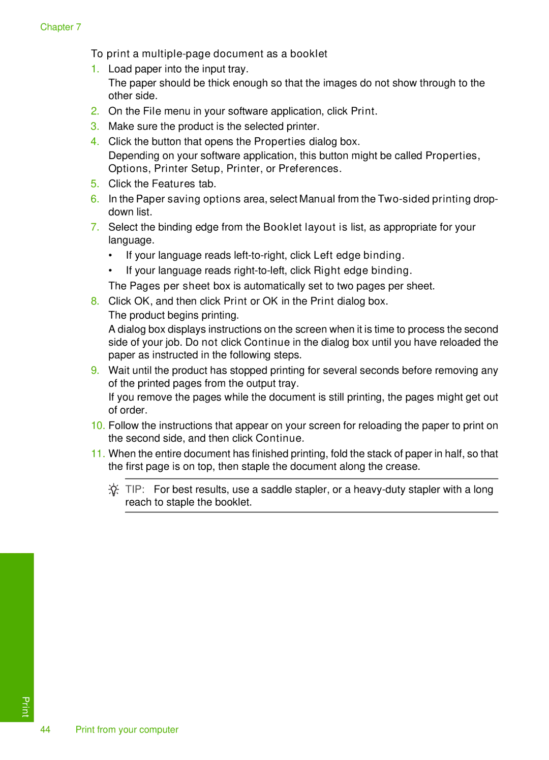 HP F4235, F4240, F4280 manual To print a multiple-page document as a booklet 