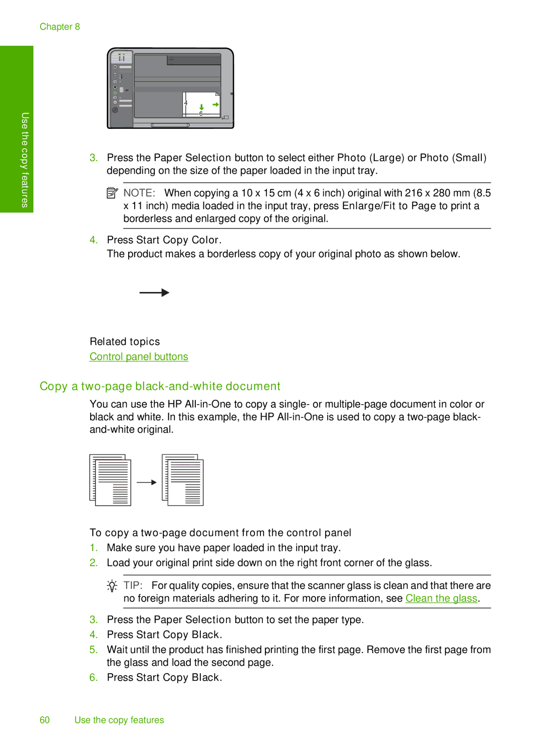 HP F4240, F4280, F4235 manual Copy a two-page black-and-white document, Press Start Copy Color, Press Start Copy Black 