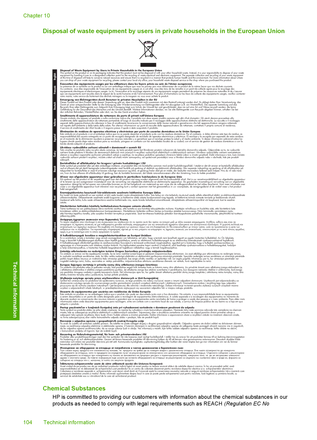 HP F4400 manual Chemical Substances, Italiano 