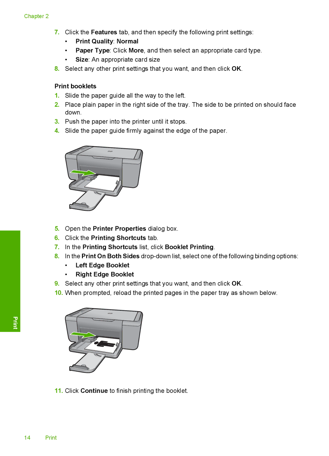 HP F4400 manual Print Quality Normal, Print booklets, Left Edge Booklet Right Edge Booklet 