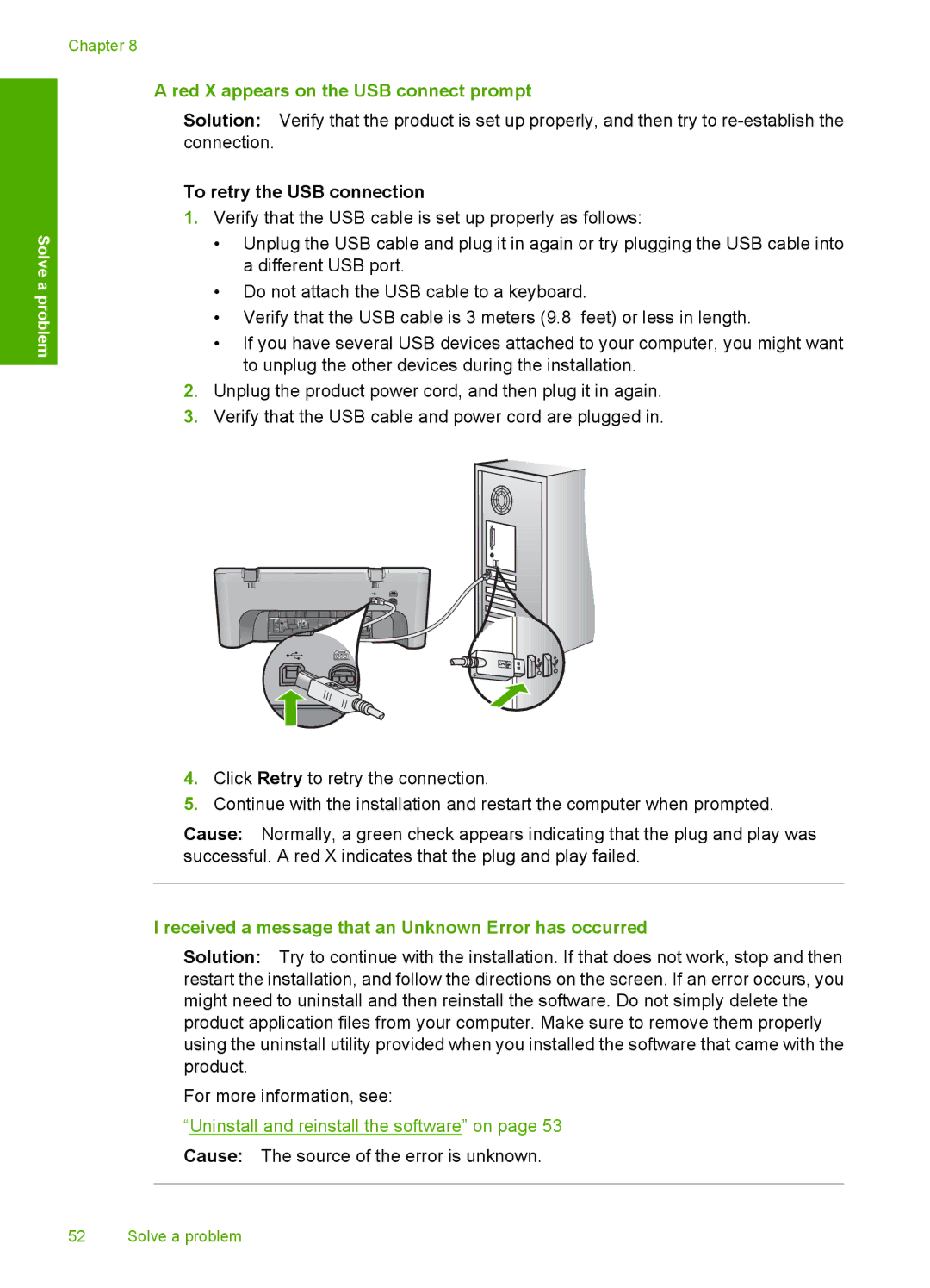 HP F4400 manual Received a message that an Unknown Error has occurred 