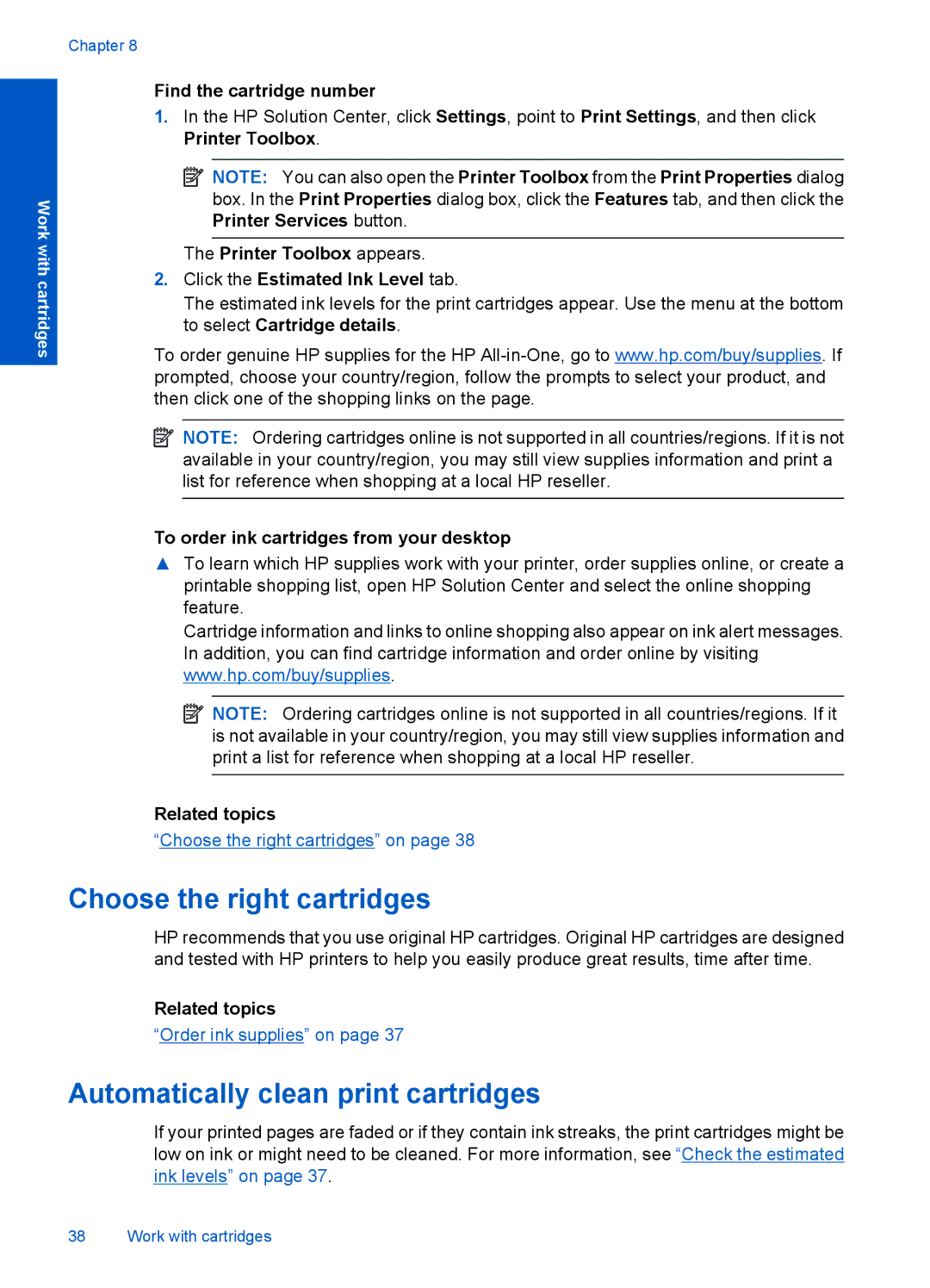 HP F4500 manual Choose the right cartridges, Automatically clean print cartridges, Find the cartridge number 