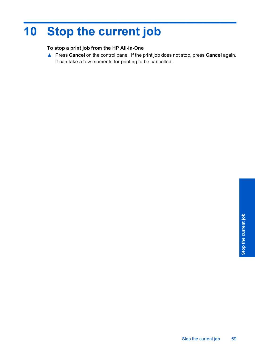 HP F4500 manual Stop the current job, To stop a print job from the HP All-in-One 