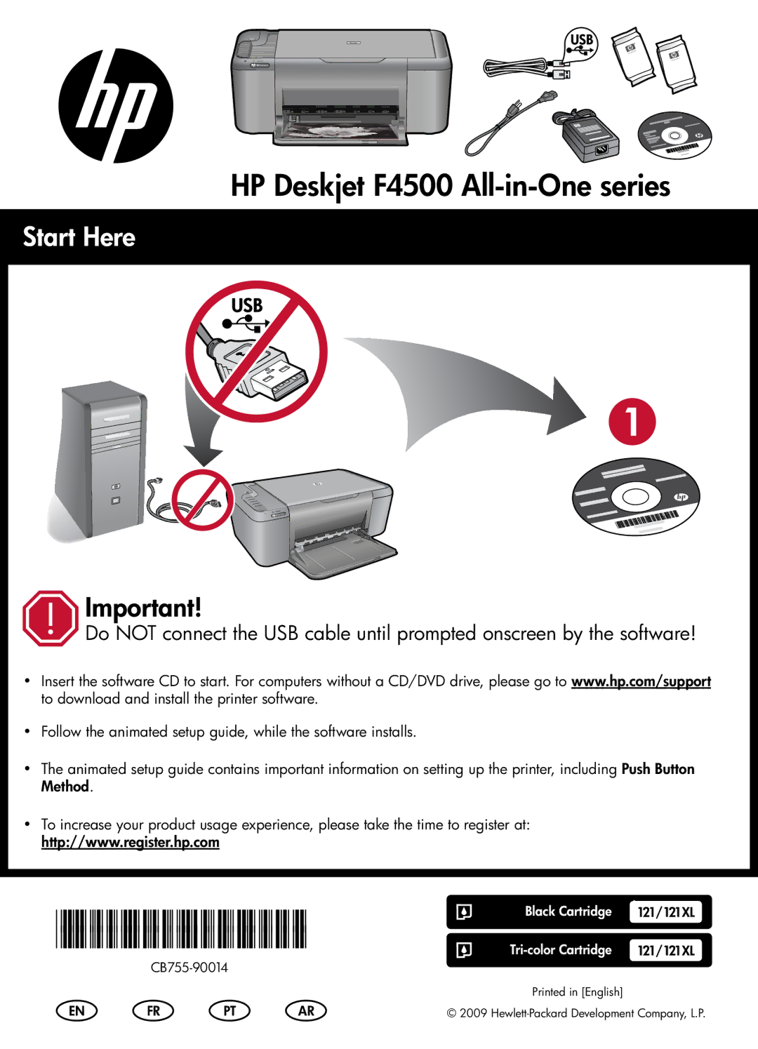 HP manual HP Deskjet F4500 All-in-One series, Start Here 