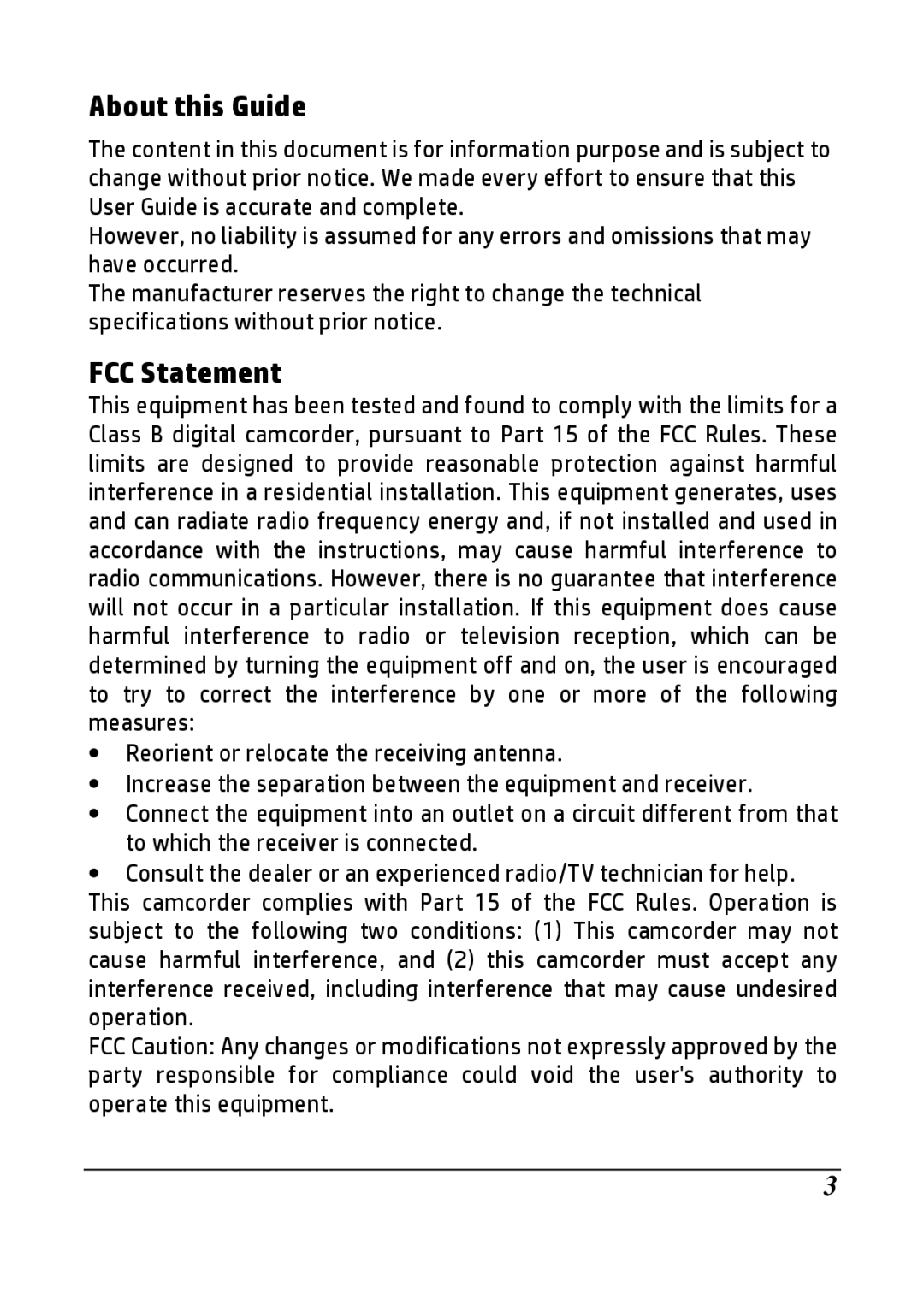 HP F520g manual About this Guide, FCC Statement 