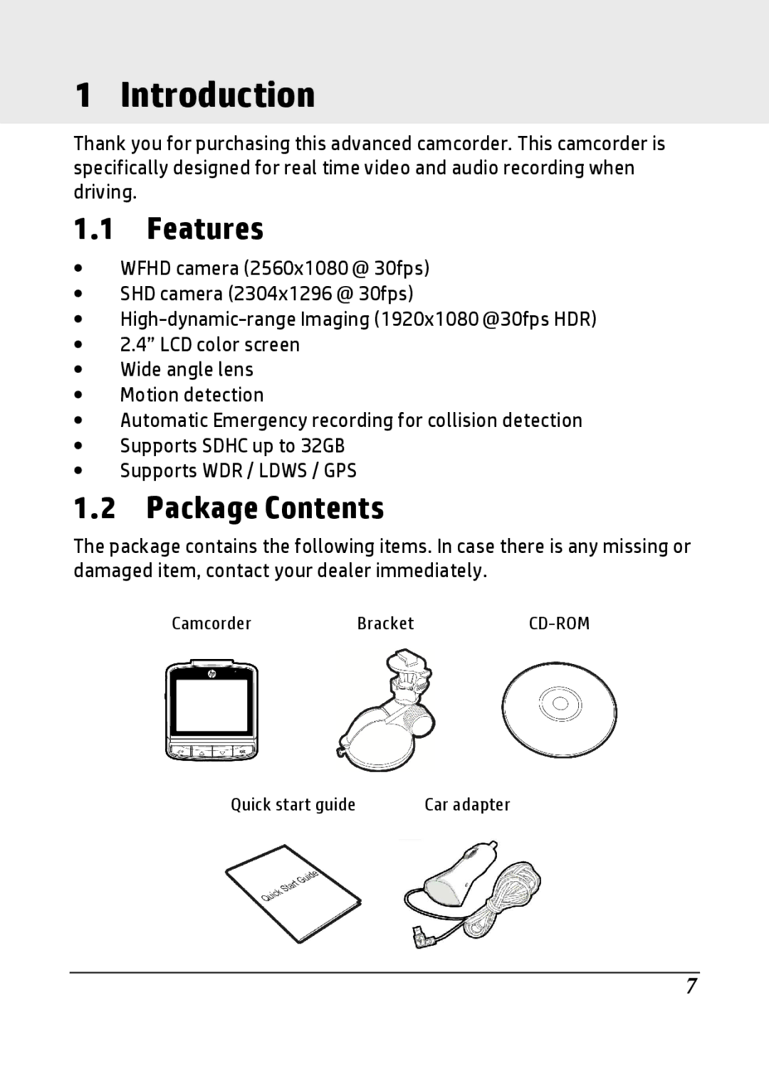 HP F520g manual Introduction, Features, Package Contents 