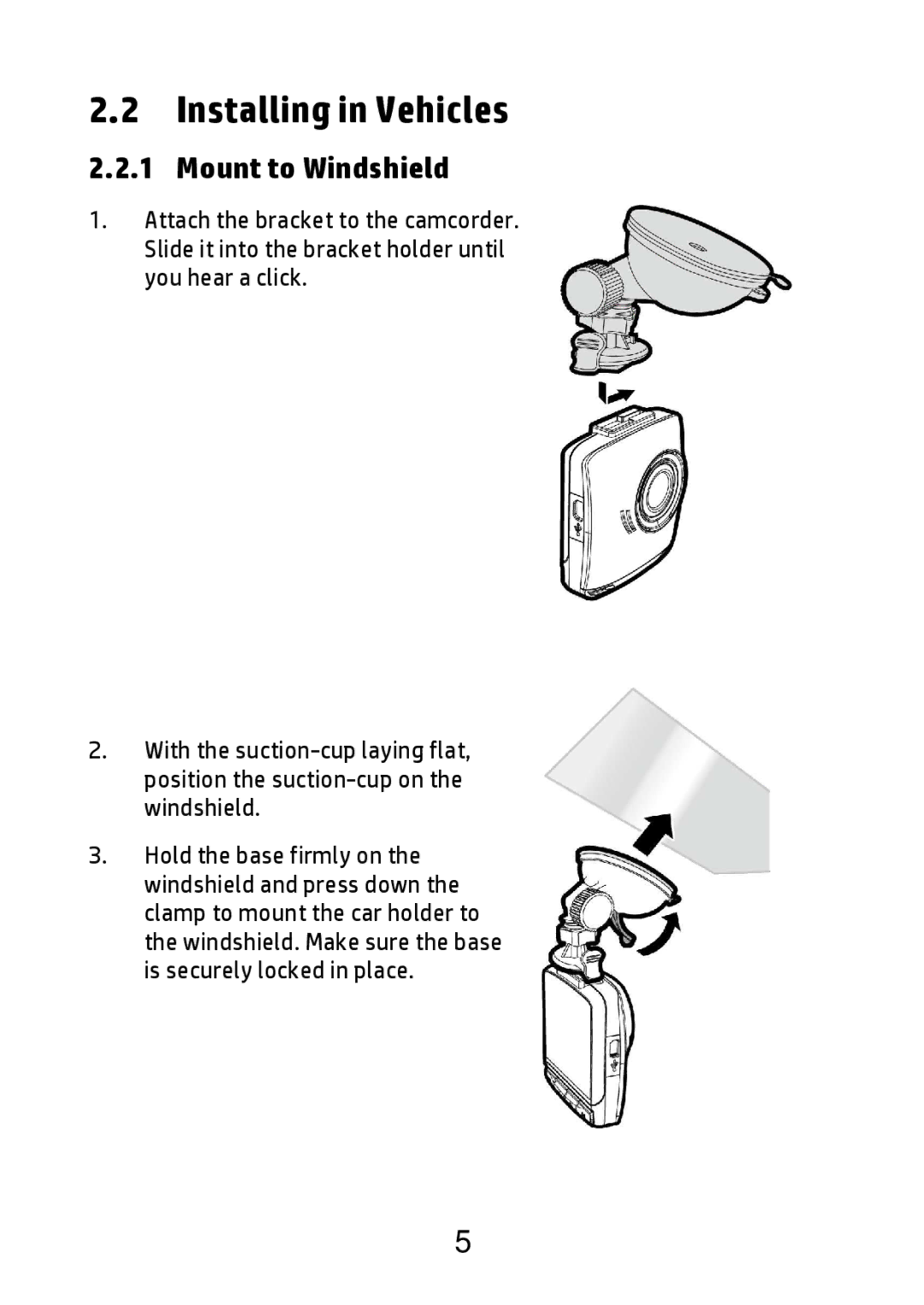 HP F520g manual Installing in Vehicles, Mount to Windshield 