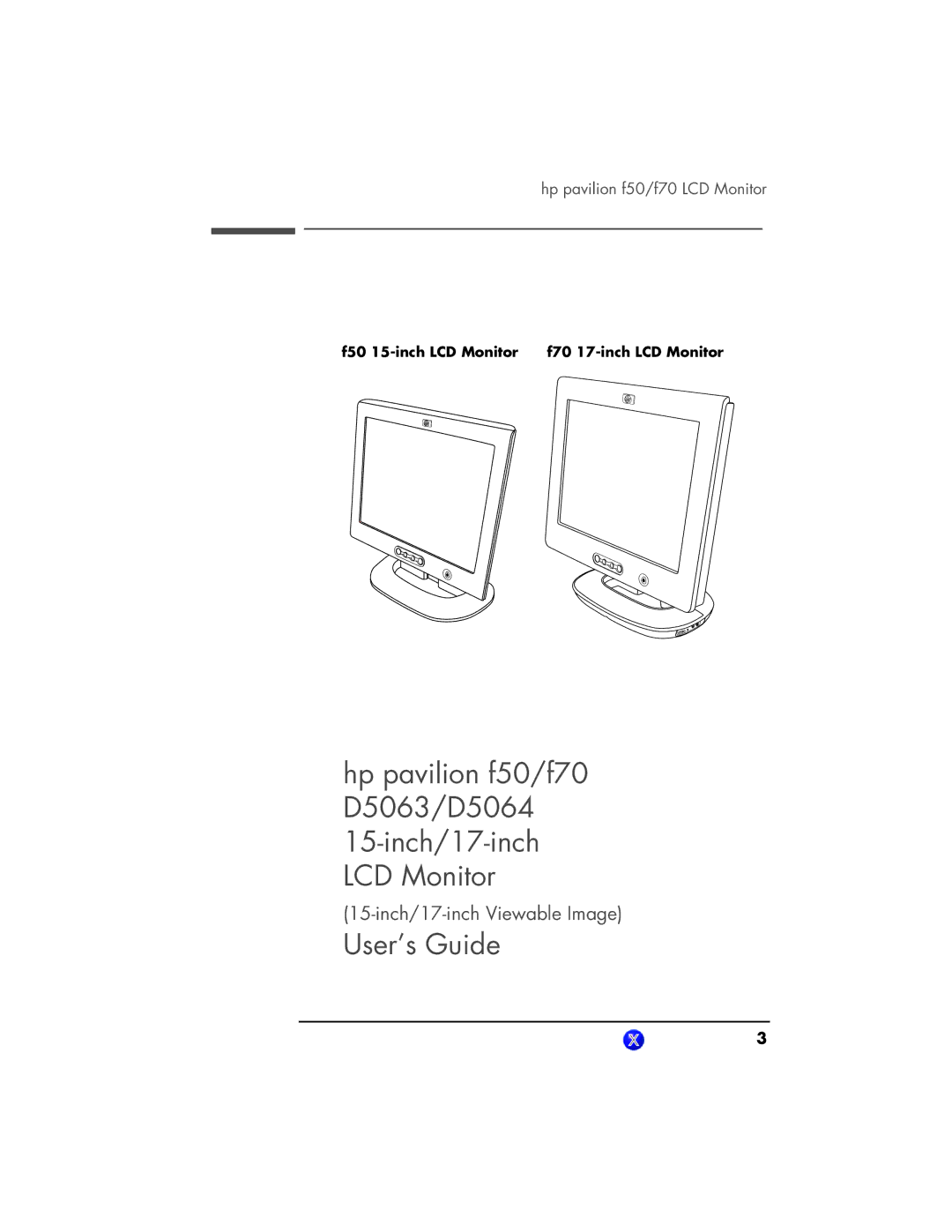 HP f50 15 inch, f70 17 inch manual Hp pavilion f50/f70 D5063/D5064 Inch/17-inch LCD Monitor 