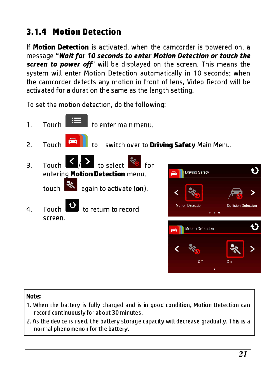 HP F800g manual Entering Motion Detection menu 