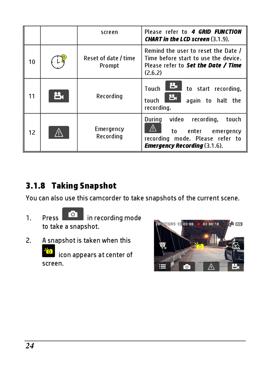 HP F800g manual Taking Snapshot, Refer to 4 Grid Function 