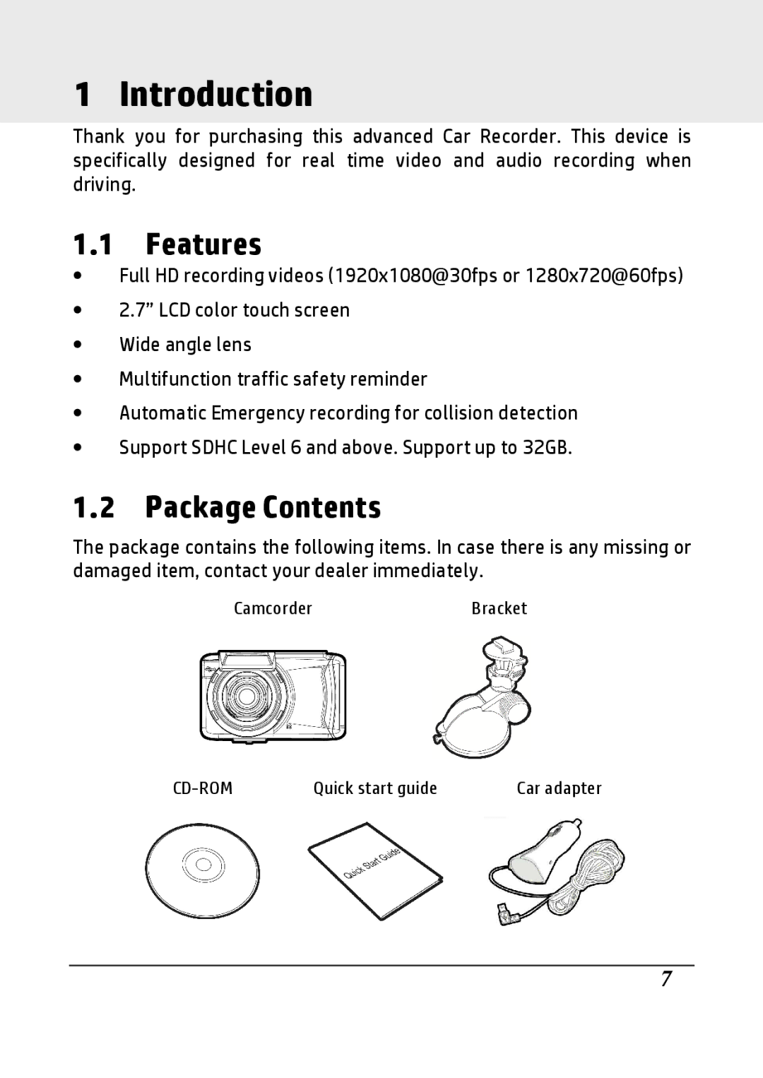 HP F800g manual Introduction, Features, Package Contents 