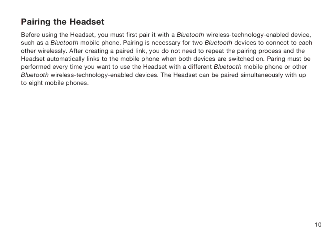 HP F8T064UK manual Pairing the Headset 