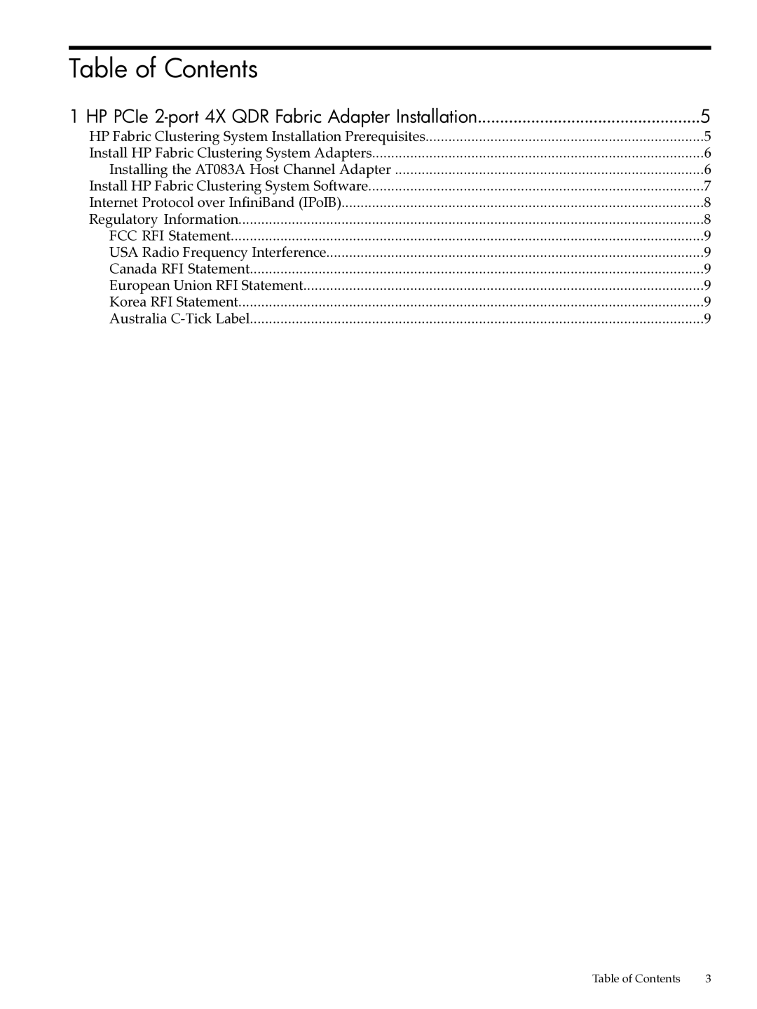 HP Fabric Clustering System for InfiniBand manual Table of Contents 