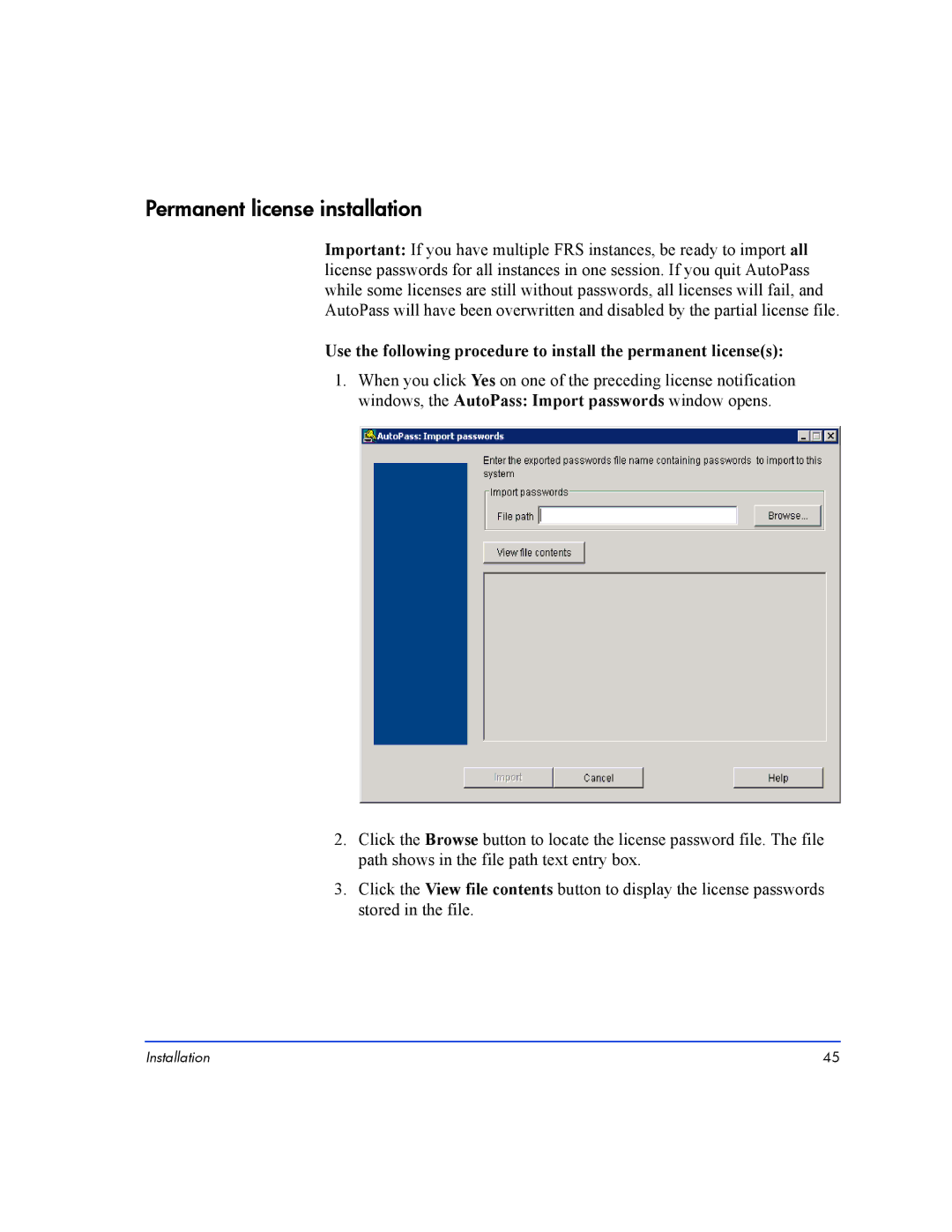 HP Fast Recovery Solution XP SW manual Permanent license installation 