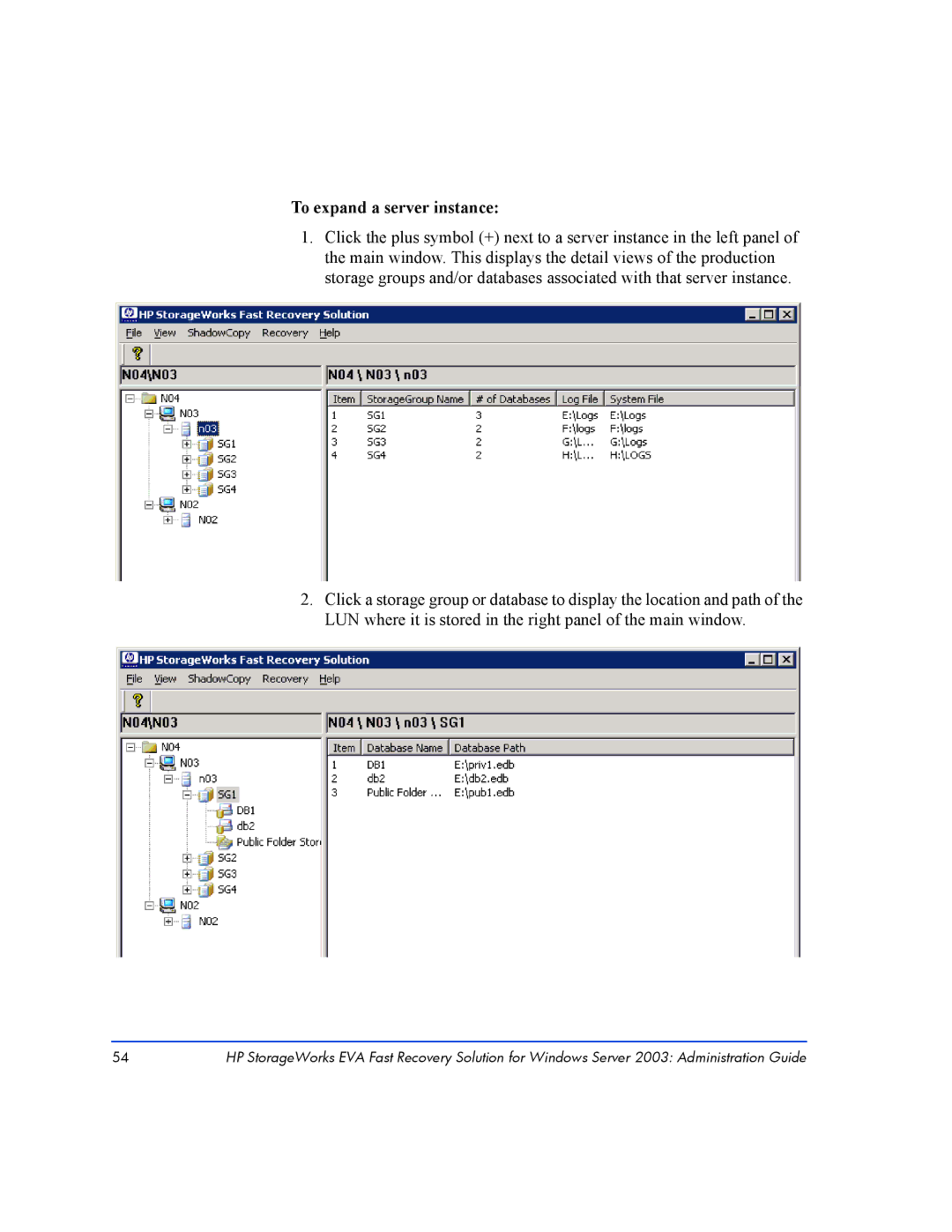 HP Fast Recovery Solution XP SW manual To expand a server instance 