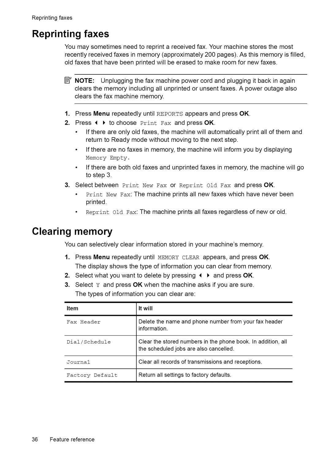 HP Fax 2140 manual Reprinting faxes, Reprintingfaxes 