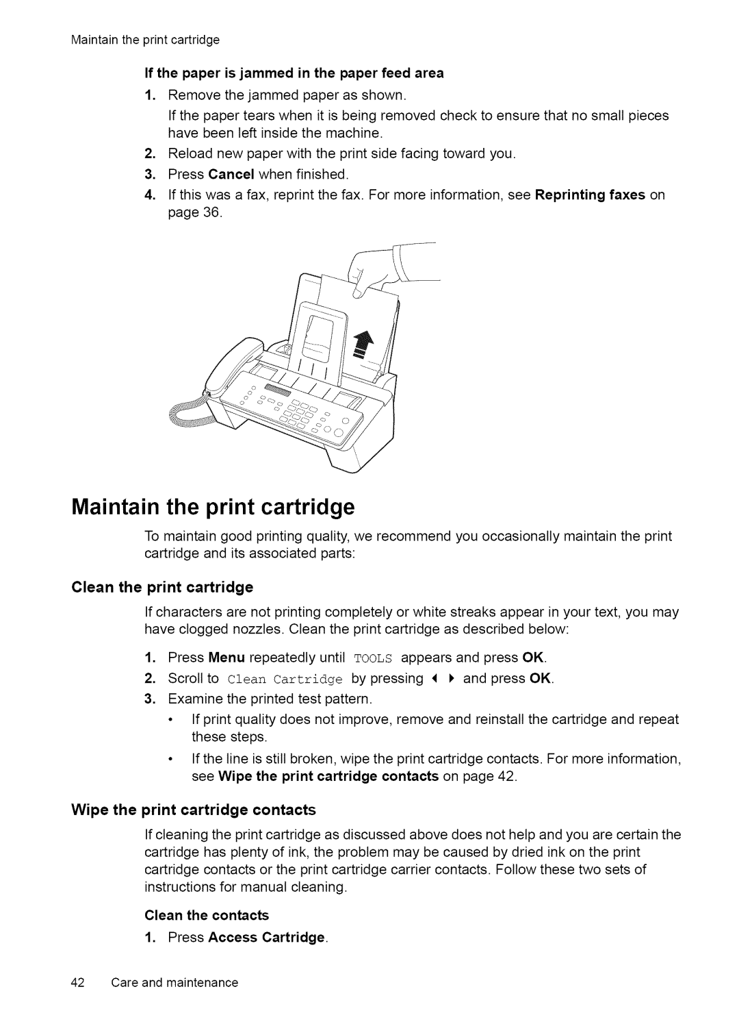 HP Fax 2140 manual Maintaintheprintcartridge, Maintain the print cartridge 