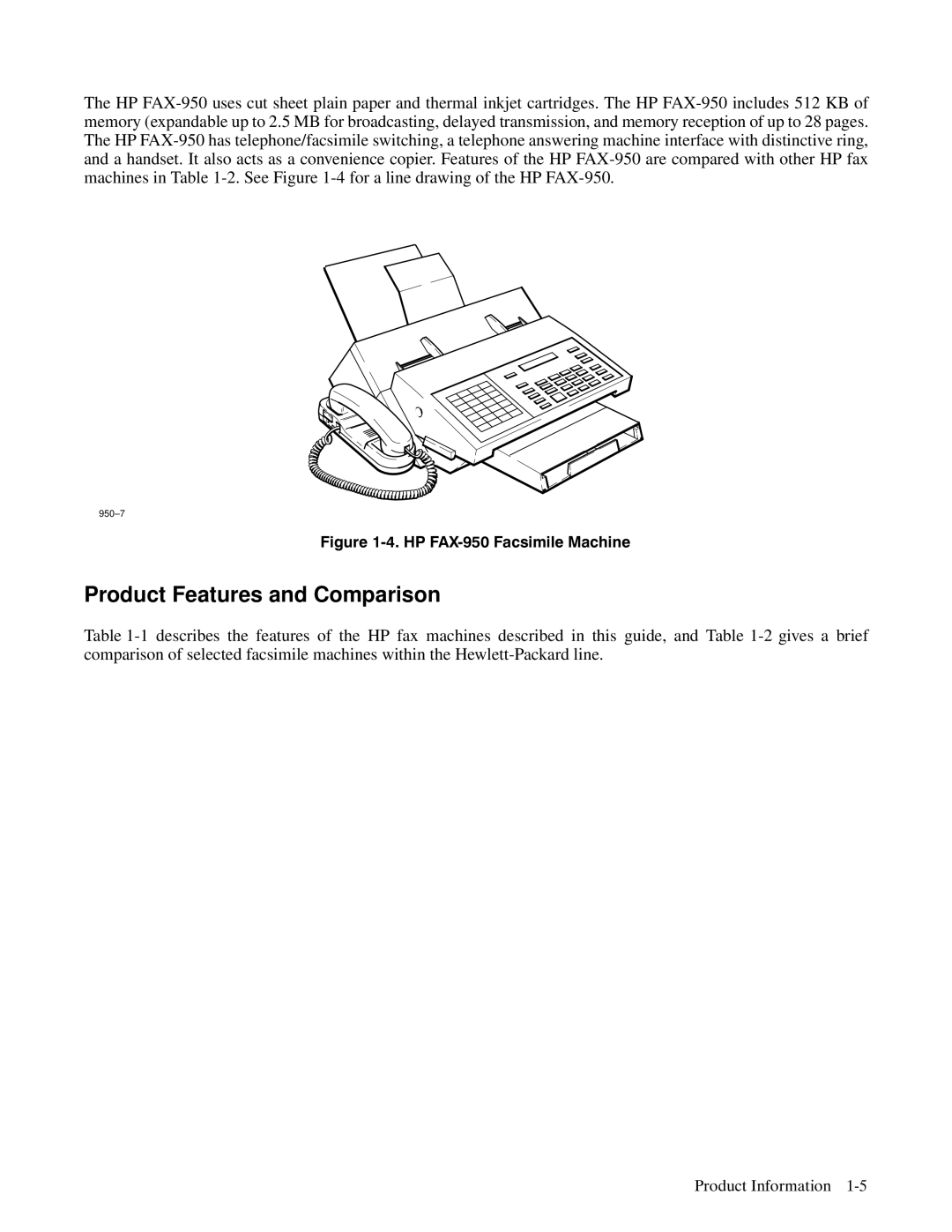 HP FAX-700 manual Product Features and Comparison, HP FAX950 Facsimile Machine 