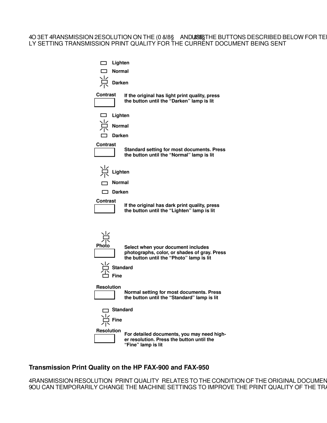 HP FAX-700 manual Transmission Print Quality on the HP FAX-900 and FAX-950 