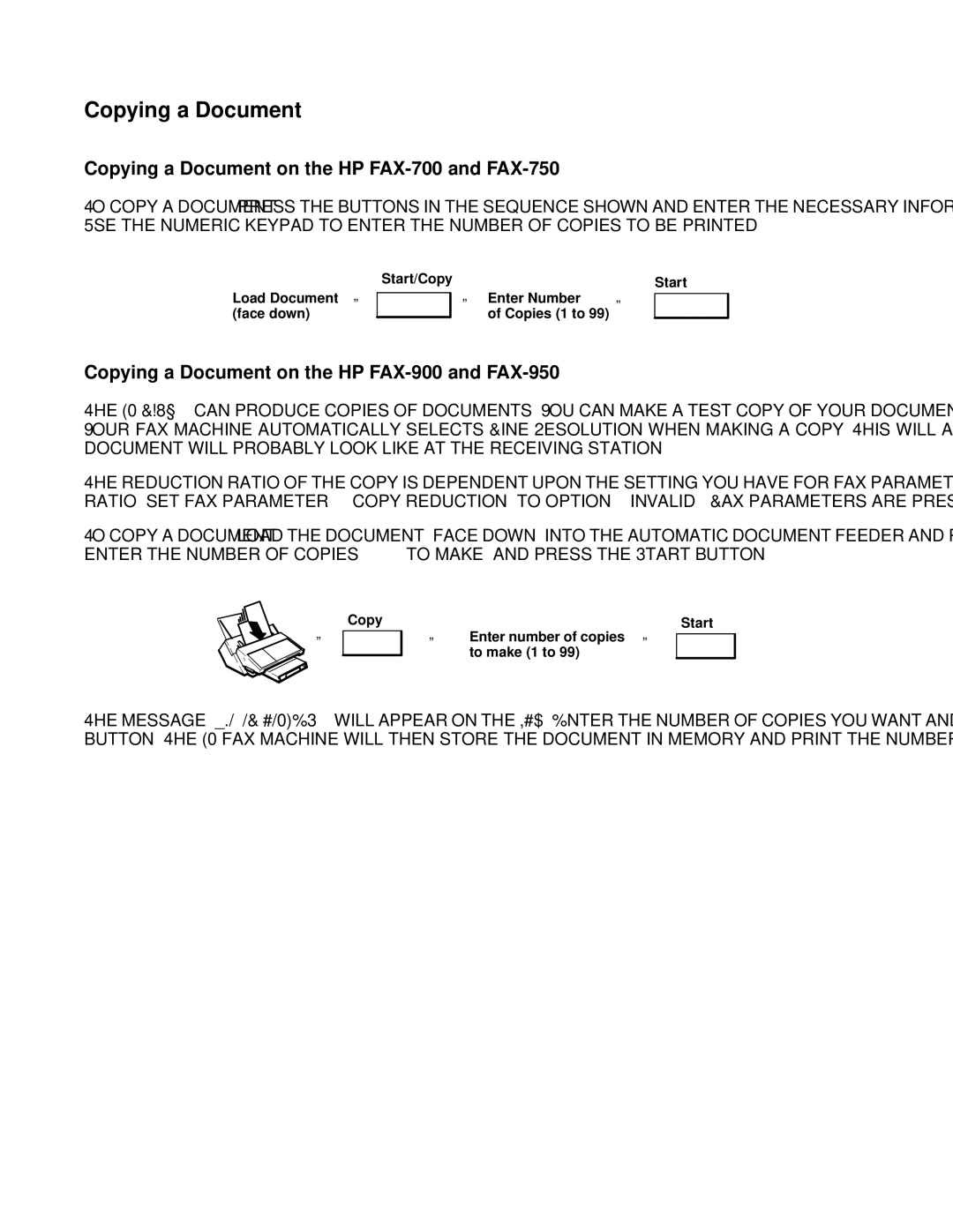 HP manual Copying a Document on the HP FAX-700 and FAX-750, Copying a Document on the HP FAX-900 and FAX-950 