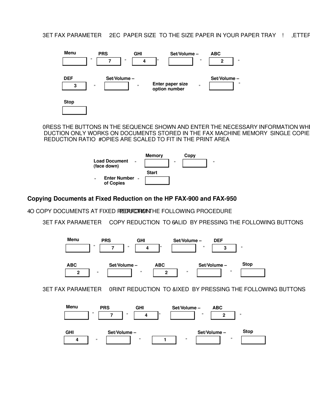 HP FAX-700 manual Set/Volume Enter paper size → Option number Stop 