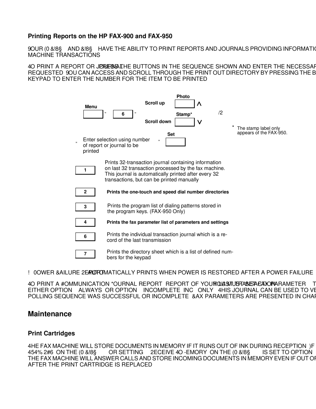 HP FAX-700 manual Maintenance, Printing Reports on the HP FAX-900 and FAX-950, Print Cartridges 