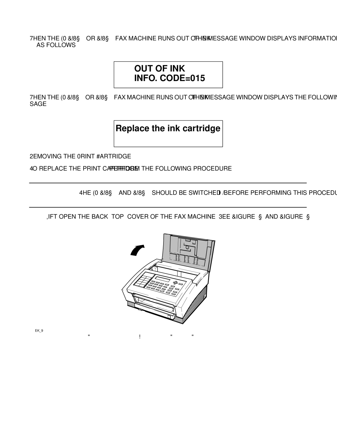 HP FAX-700 manual OUT of INK INFO. CODE=015 